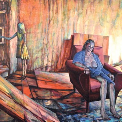 Llega a Ojós la obra pictórica de Ignacio García Moreno sobre el modelo de desarrollo y el cambio climático