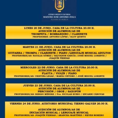 ALHAMA DE MURCIA | Audiciones fin de curso de la Escuela Municipal de Música. Curso 2021-2022