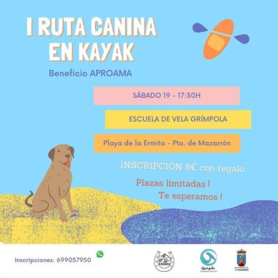 Puerto de Mazarrón acoge la «I Ruta Canina en Kayak» el próximo 19 de junio