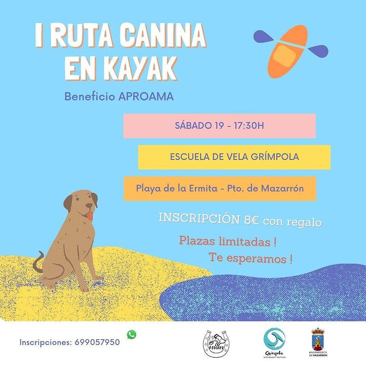 Puerto de Mazarrón acoge la “I Ruta Canina en Kayak” el próximo 19 de junio
