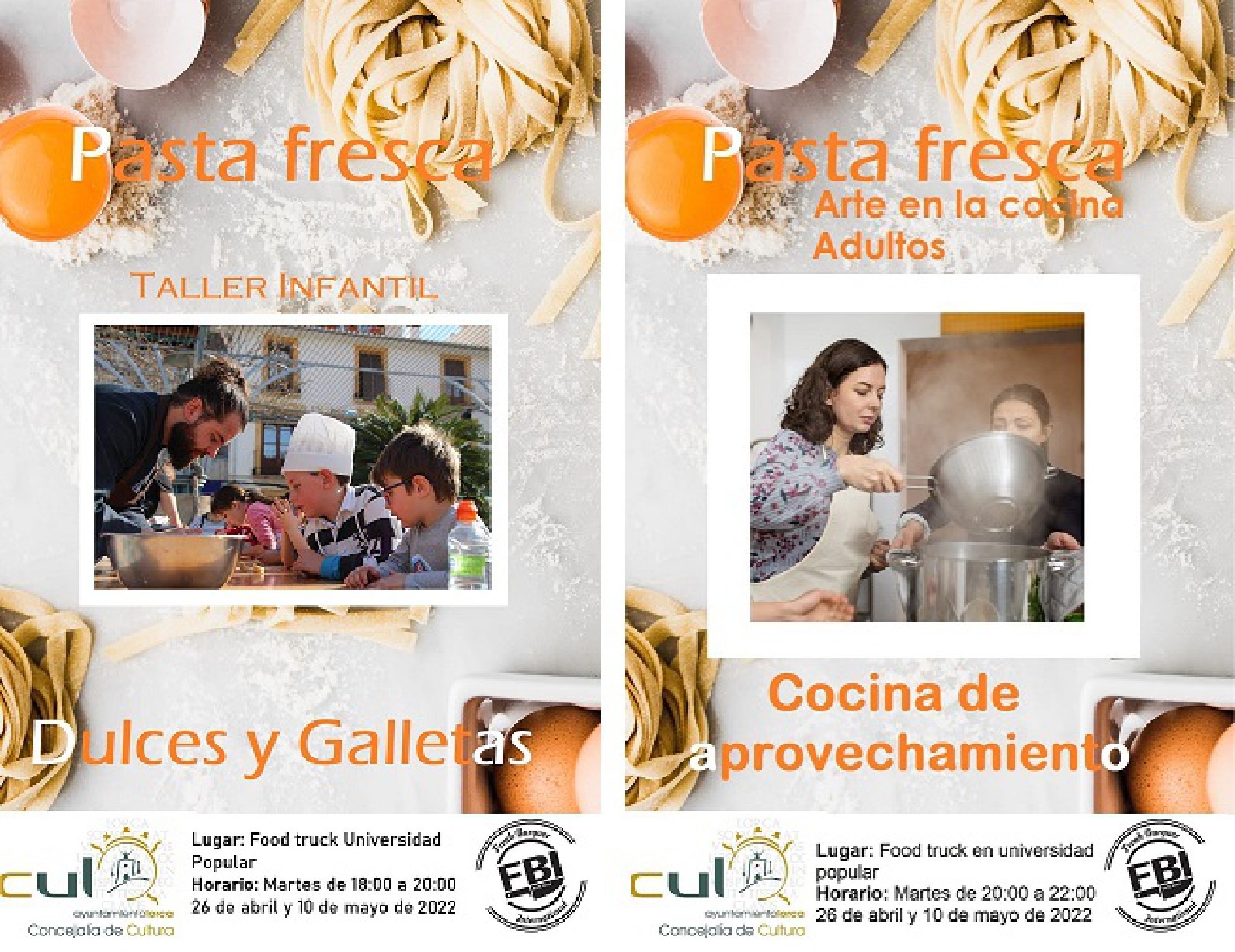 La Universidad Popular de Lorca y el restaurante FBI organizan los cursos ”Arte en la cocina, pasta creativa y cocina de aprovechamiento” y ”Arte en la cocina infantil”