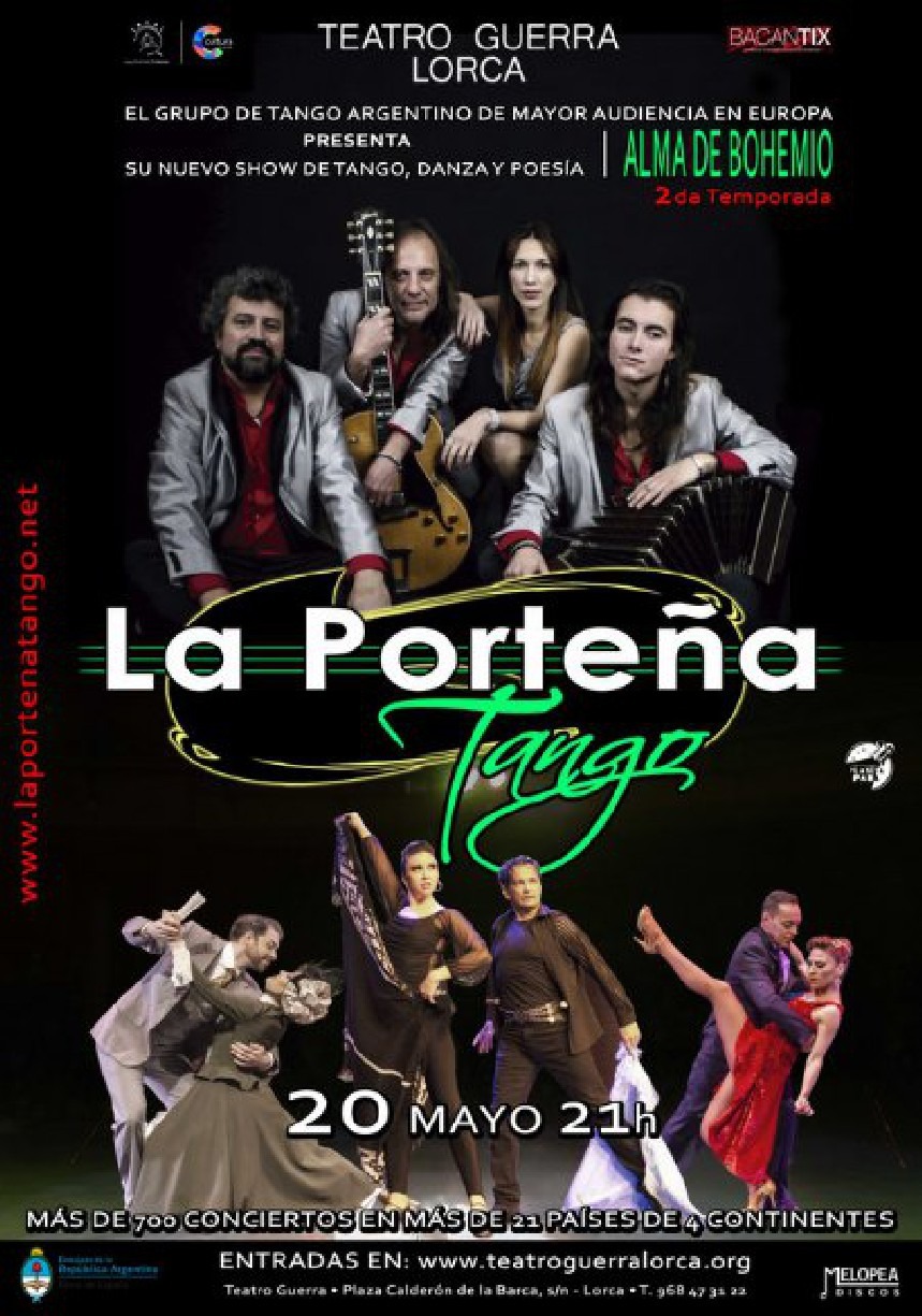 El Teatro Guerra cerrará su programación, este viernes, con el espectáculo ”Alma de Bohemio” de La Porteña Tango