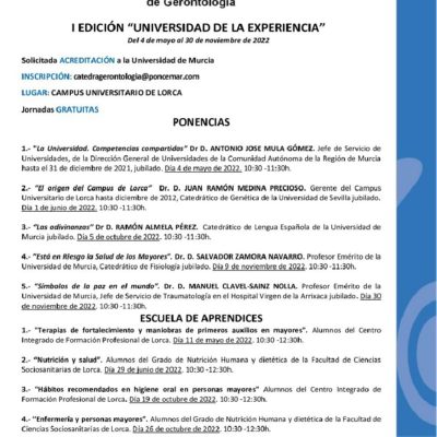 La I Universidad de la Experiencia continúa, este miércoles, con la ponencia sobre «El origen del Campus de Lorca»