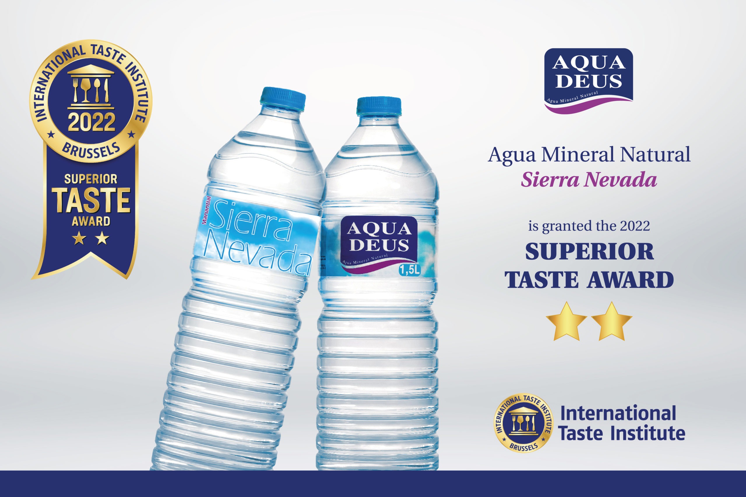 El agua mineral natural Aquadeus Sierra Nevada consigue dos estrellas en los Superior Taste Awards