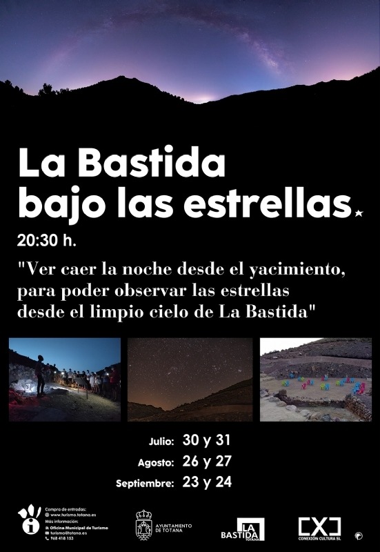 TOTANA | Los próximos días 26 y 27 de agosto tendrán lugar nuevas visitas al programa “La Bastida bajo las estrellas”