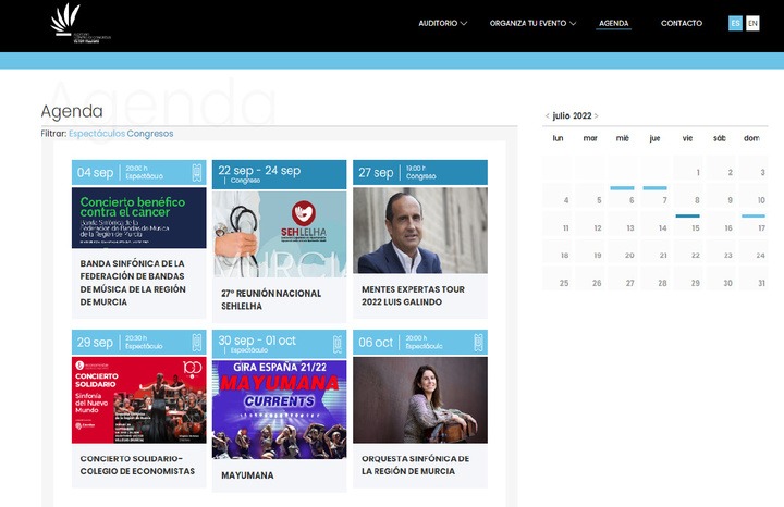 REGIÓN DE MURCIA | 
        El Auditorio Víctor Villegas lanza una nueva web que hará más accesible su oferta cultural y congresual al público