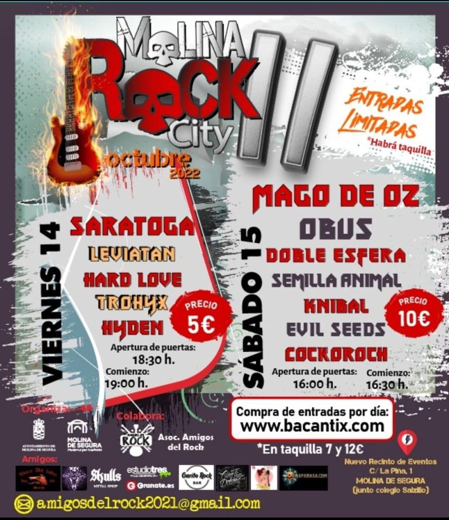 MOLINA DE SEGURA | El II ‘Molina Rock City’ se celebra los días 14 y 15 de octubre en el recinto REMO