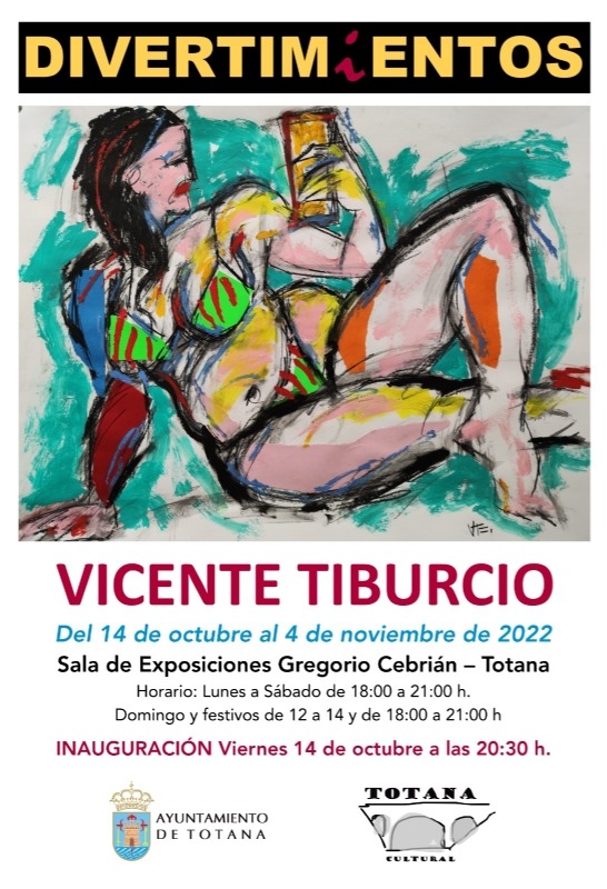 TOTANA | “Divertimentos”, la exposición del artista Vicente Tiburcio, tendrá lugar del 14 de octubre al 4 de noviembre en la Sala de Exposiciones Gregorio Cebrián