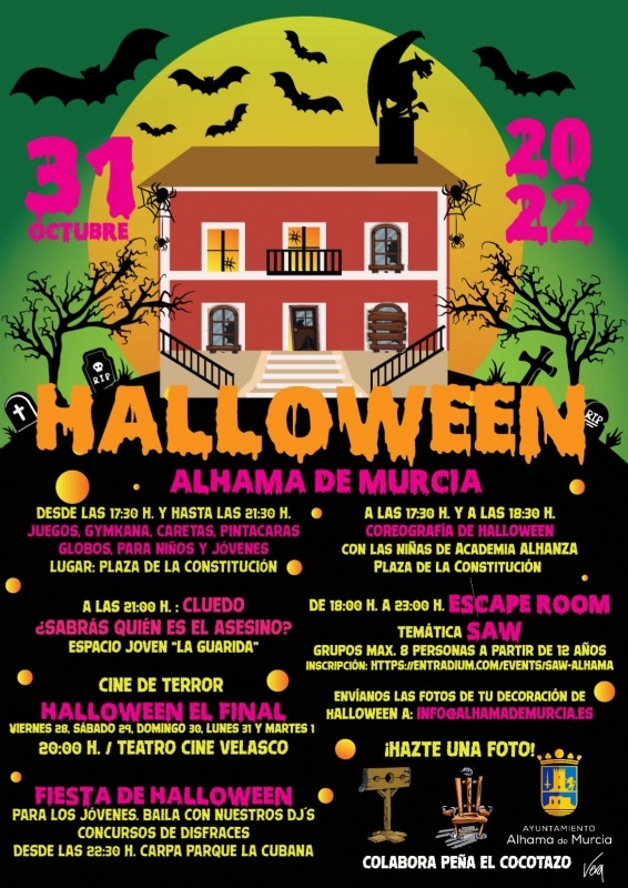 ALHAMA DE MURCIA | Programación para Halloween: 31 de octubre de 2022