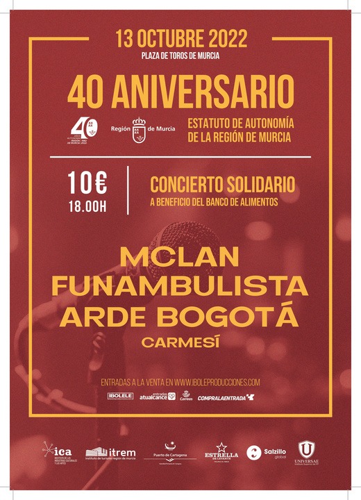 REGIÓN DE MURCIA | 
        Más de 4.500 entradas vendidas para el concierto del 40 aniversario del Estatuto de Autonomía