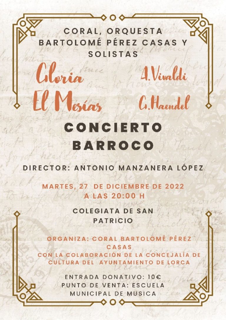 LORCA | El tradicional Concierto Barroco de la Coral y la Orquesta Bartolomé Pérez Casas será el 27 de diciembre en San Patricio