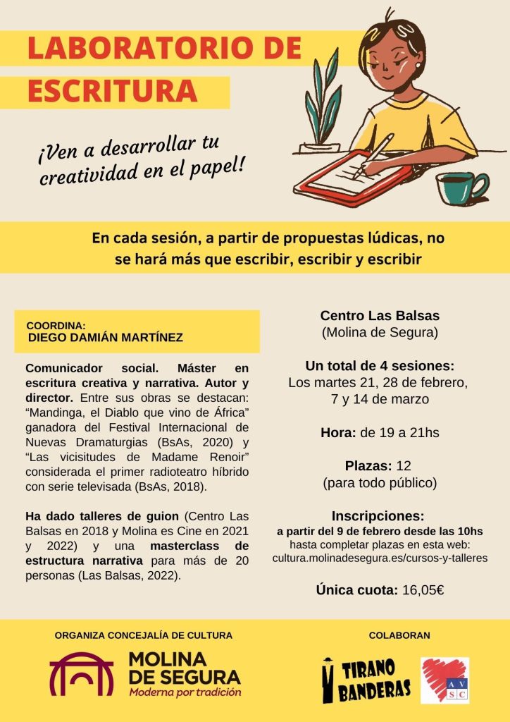 MOLINA DE SEGURA | ‘Laboratorio de Escritura’, un encuentro entre personas que desean experimentar la expresión escrita
