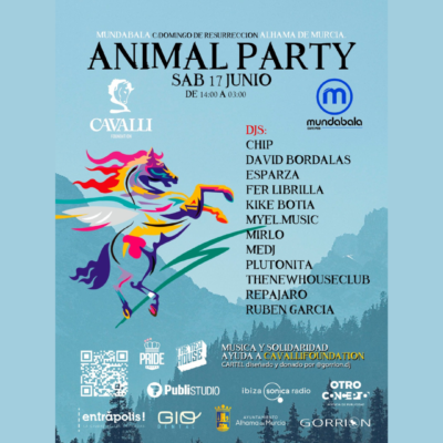 1ª ANIMAL PARTY en Alhama de Murcia: Fiesta solidaria de música electrónica en apoyo a la Fundación Cavalli