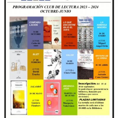 CULTURA | El lunes 18 de septiembre comienza el plazo de inscripción del Club de Lectura de Totana