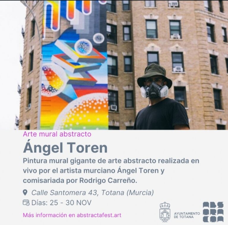 CULTURA | 
        La Asociación Blanco Diáfano inaugura el 2 de diciembre el mural del artista Ángel Toren dentro de las Jornadas de Arte Abstracto de la Región de Murcia, que acoge Totana este mes