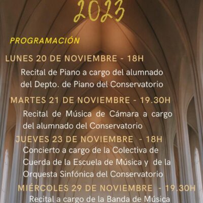 CULTURA | El Conservatorio de Música ‘Maestro Jaime López’ de Molina de Segura ofrece varias actividades en honor a Santa Cecilia, patrona de la música, del 20 al 29 de noviembre