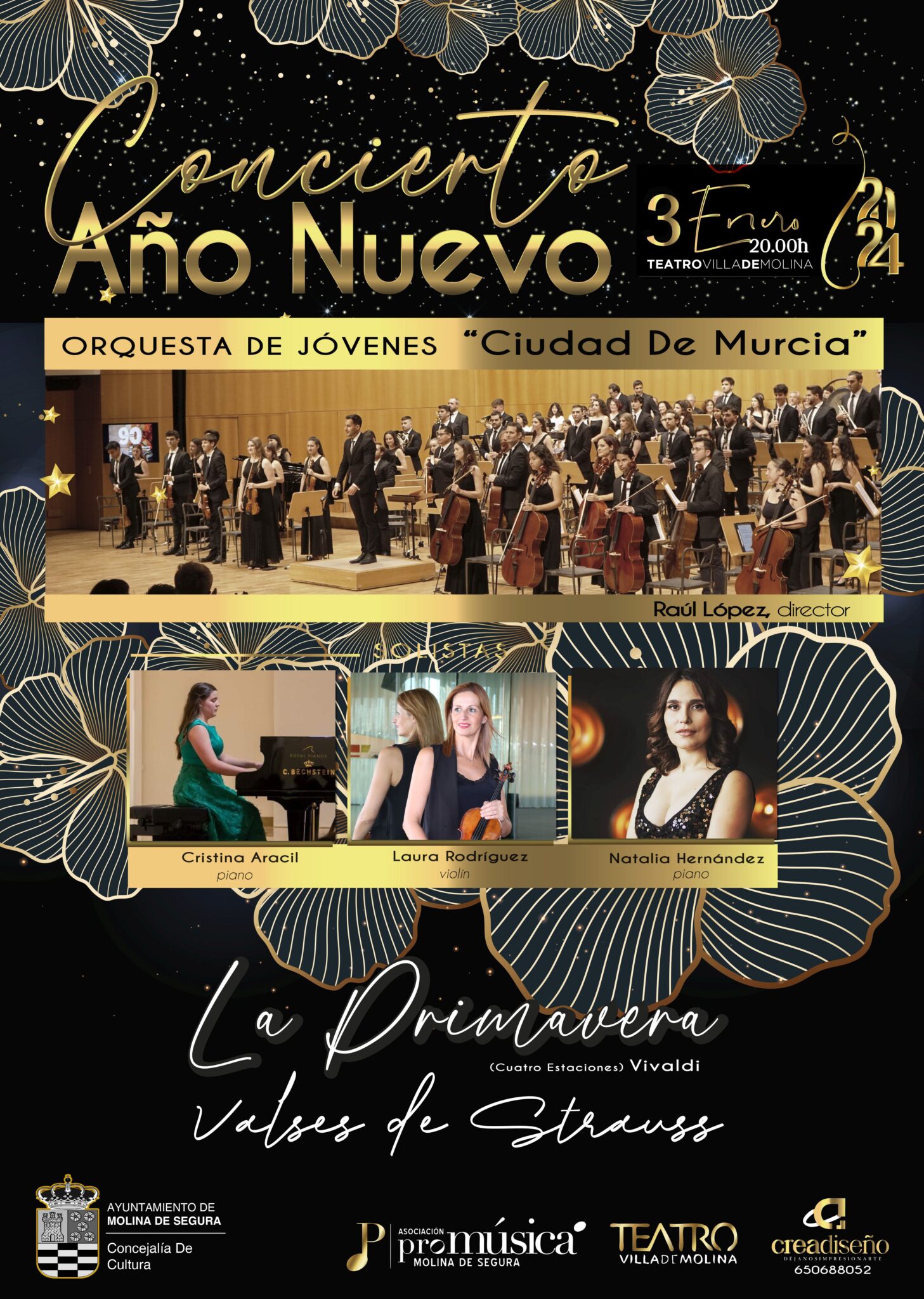 CULTURA | La Orquesta de Jóvenes ‘Ciudad de Murcia’, junto a dos solistas de piano y una de violín, ofrecen en el ‘Teatro Villa de Molina’ el Concierto de Año Nuevo el miércoles 3 de enero