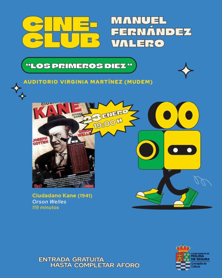 CULTURA | El Cine Club ‘Manuel Fernández Valero’ arranca hoy martes 23 de enero en Molina de Segura con la proyección de ‘Ciudadano Kane’, de Orson Welles