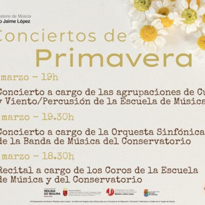 La Escuela Municipal y el Conservatorio de Música ‘Maestro Jaime López’ de Molina de Segura festejan la llegada de la primavera con tres actuaciones los días 12, 13 y 18 de marzo