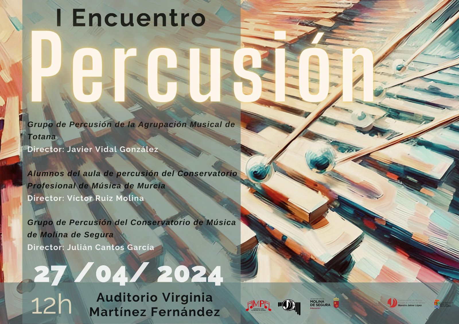 El Conservatorio de Música ‘Maestro Jaime López’ de Molina de Segura organiza el I Encuentro de Percusión el sábado 27 de abril