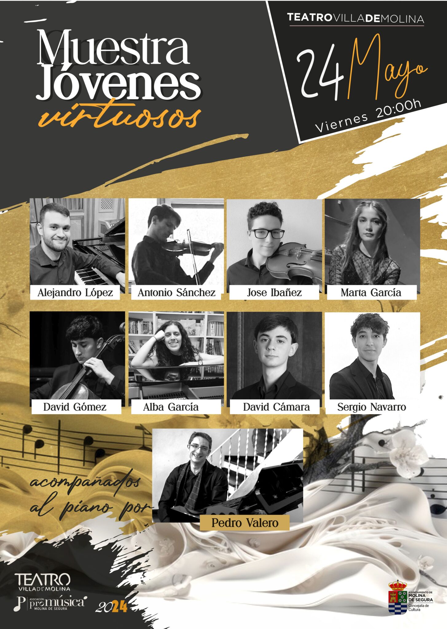 Muestra de Jóvenes Virtuosos, acompañados al piano por Pedro Valero, el viernes 24 de mayo, en el ‘Teatro Villa de Molina’