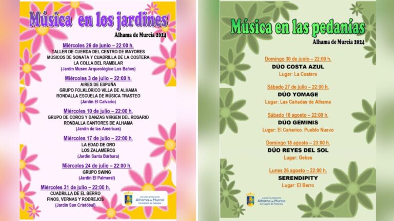 Nueva edición de “Música en los Jardines” en Alhama de Murcia, del 26 de junio al 24 de julio