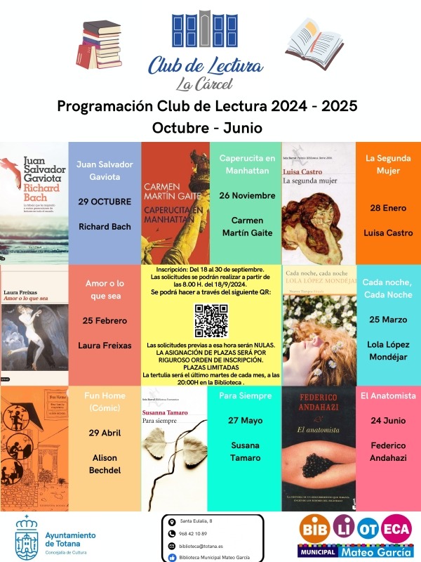 Agotadas las plazas para participar este año en el Club de Lectura que promueve la Biblioteca Municipal “Mateo García” de Totana