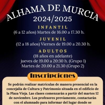 La Escuela Municipal de teatro de Alhama de Murcia abre sus inscripciones para el curso 2024/2025